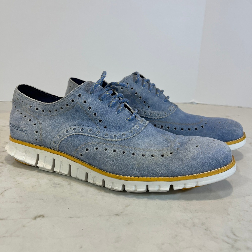 Cole Haan Zerogrand‎ Wingtip Oxford Mens 10.5M Blue Suede C29668 Comfort Classic